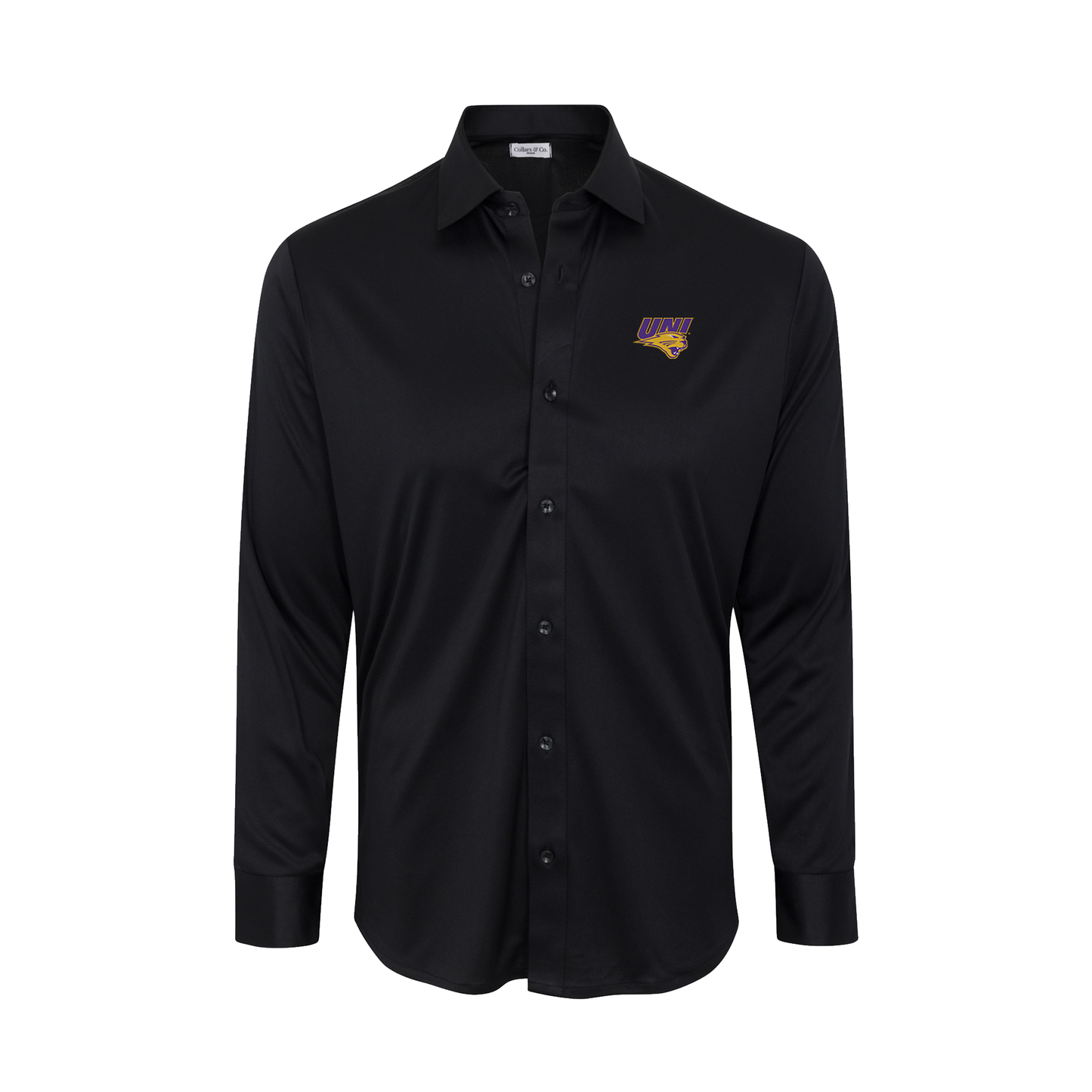 Northern Iowa Quattro Flex Dress Shirt with Semi-Spread Collar Black
