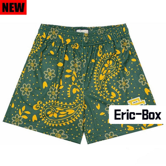 Green Paisley Mesh Shorts